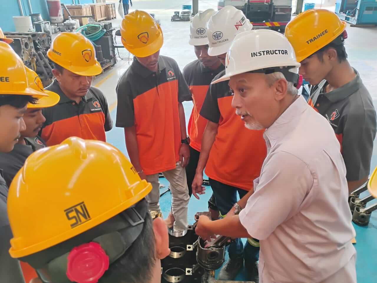 Instructor guiding student during training